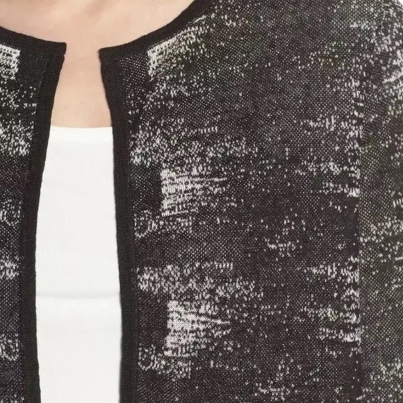 Eileen Fisher Fine Organic Linen Crepe Knit BLACK BONE Cardigan Large $298 NWT - Picture 2 of 7